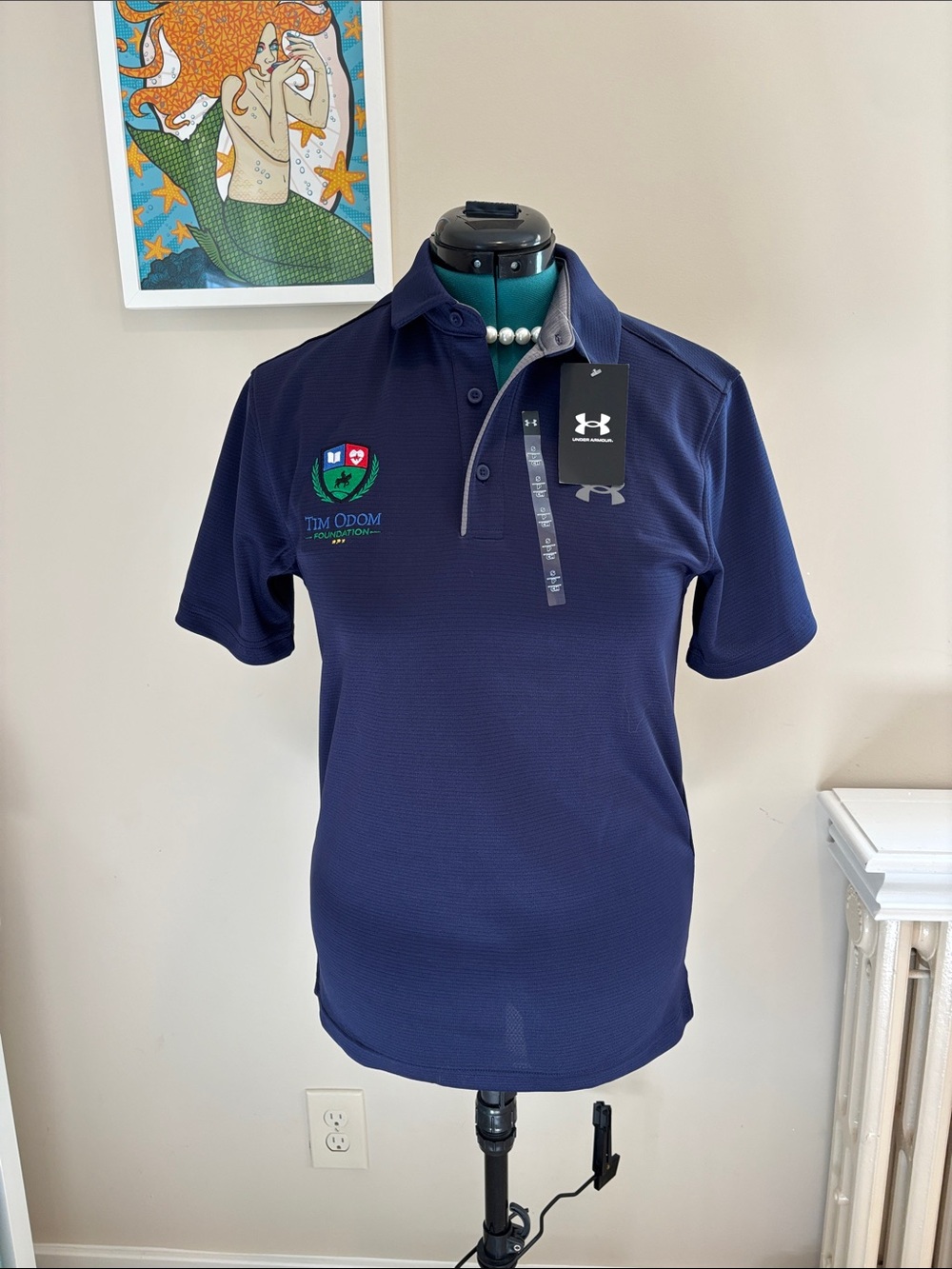 Under Armour Navy Men’s Polo with Tim Odom Foundation Crest